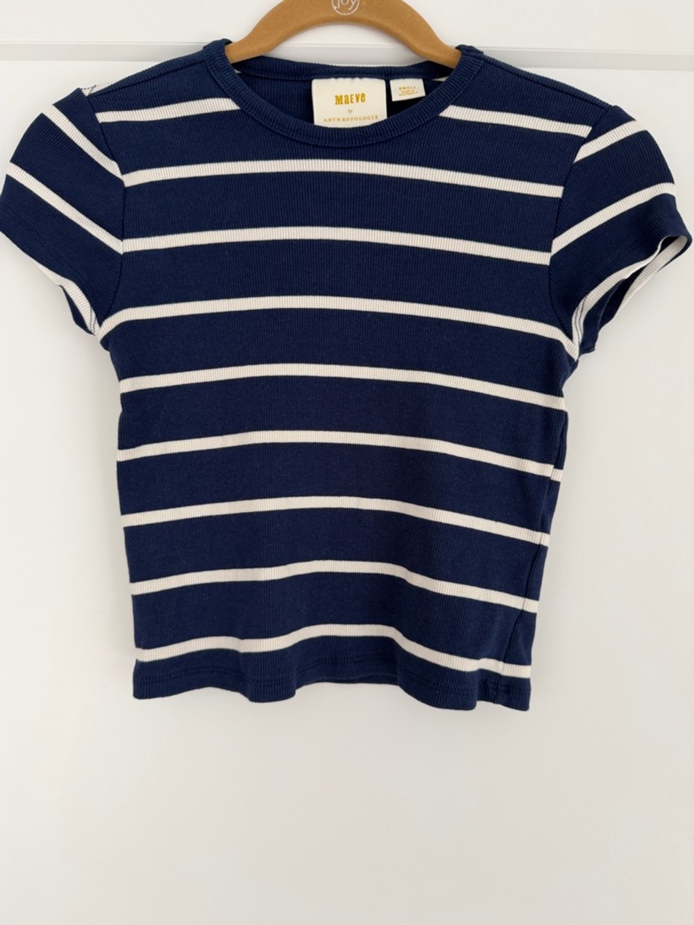 Maeve Navy & White Striped Crewneck Tee